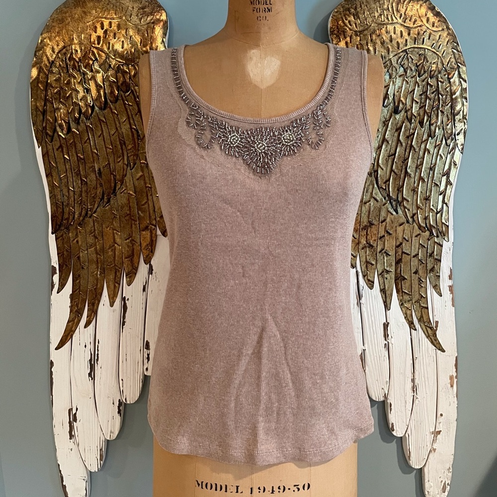 Croft & Barrow Bead Embellished Tank Top Brown
